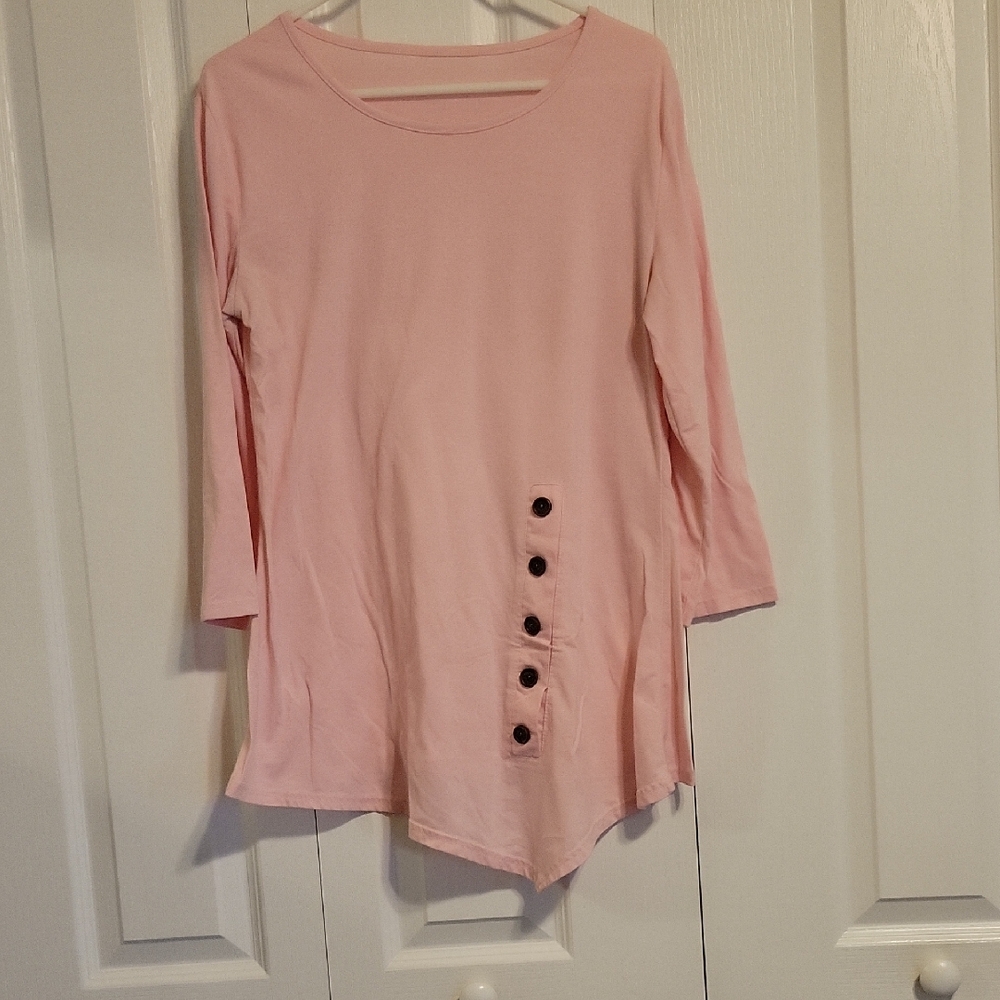 Pink Button-Detail Women's Top Lg